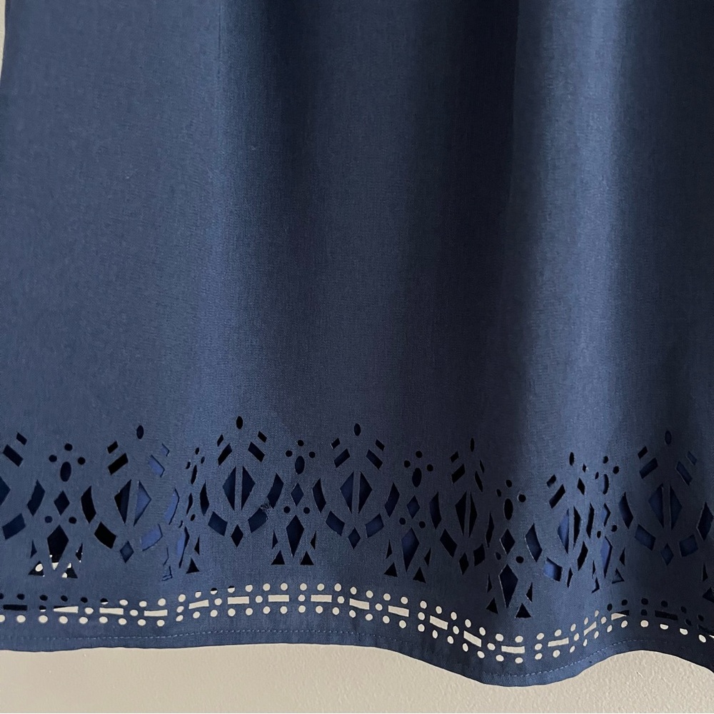 Greylin Melissa  Laser Cut Deep Navy Blue Halter Shift Mini Dress Preppy Sz M - Picture 6 of 15
